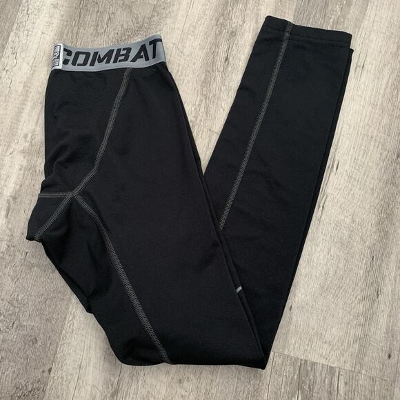 Nike Pro Combat Compression Pants Mens Sz Large Black Athletic Base Layer Tights - Picture 1 of 8